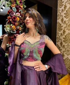 Alternative view of DARK PURPLE MULTI BLOUSE WITH TISSUE LENGHA