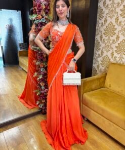 TANGERINE NOOR DRAPE SAREE