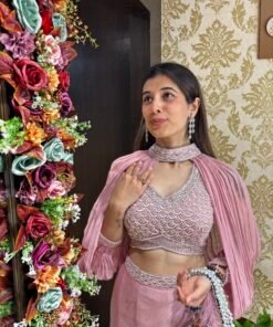 Alternative view of FITTED SKIRT BLOUSE WITH DETACHABLE SLEEVES-PINK