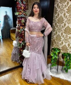 STUNNING ROSE GOLD FISH CUT LENGHA CHOLI