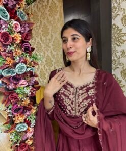 Alternative view of NOOR ANARKALI FLARED WITH SKIRT-MAROON