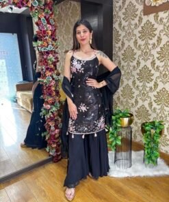 BLACK SPAGETTI PLAZZO SET WITH DUPATTA