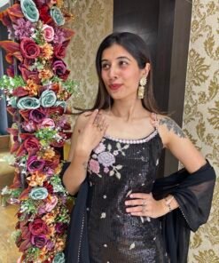 Alternative view of BLACK SPAGETTI PLAZZO SET WITH DUPATTA