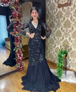 HEERA FISH CUT BLACK DRAPE SAREE