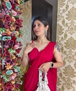 Alternative view of HOT PINK SPAGETTI READY TO WEAR DRAPE SAREE