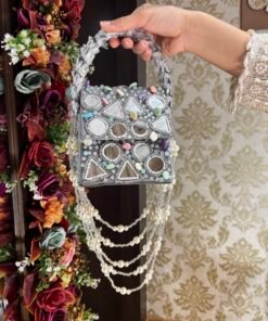 GLITTERY JHOL MIRROR BAG-SILVER
