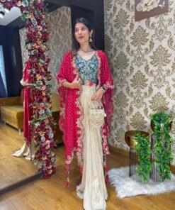 LEHRIYA PLEATED SKIRT BUSTER WITH CAPE