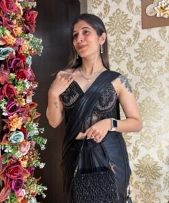 Alternative view of RUHI STUNNNING BLACK CORSET BLOUSE DRAPE SAREE