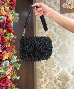 STUNNING BLACK TASSEL CLUTH BAG