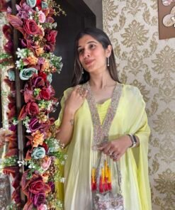 Alternative view of YELLOW WHITE OMBRE PLAZZO BUSTER WITH TASSELED KAFTAN JACKET
