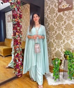 STYLISH SEA GREEN PLAZZO KAFTAN SET