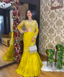 ROOP YELLOW PEARL HEAVY DRAPE SKIRT