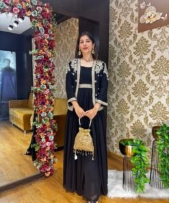 BLACK HEAVY GOWN WITH JACKET & BELT