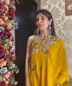 Alternative view of KIYA YELLOW PLAZZO WITH ONE SIDE SHOULDER TOP