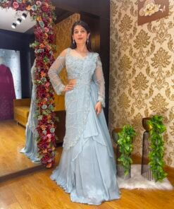INAYA POWDER BLUE HEAVY DRAPE  SAREE