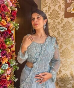 Alternative view of INAYA POWDER BLUE HEAVY DRAPE  SAREE