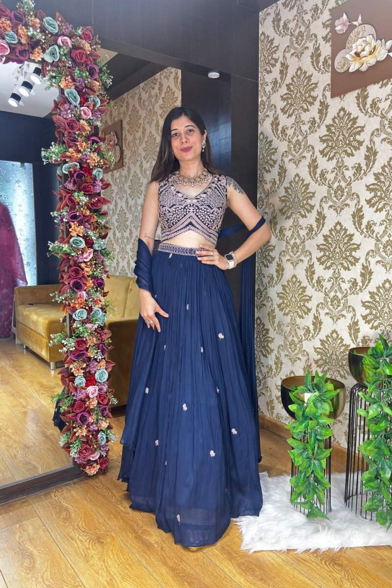 IRA DARK BLUE LENGHA CHOLI SET WITH DUPATTA