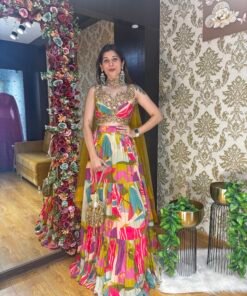 SUHANA MULTI STYLISH SKIRT CROP WITH NECK DUPATTA