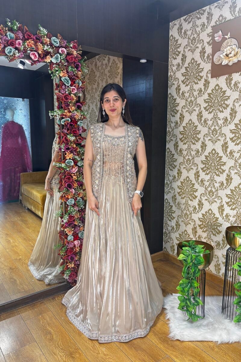 GOLD TISSUE LENGHA WITH TASSEL BLOUSE & HEAVY JACKET