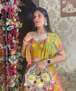 Alternative view of RIHANA FLORAL SKIRT WITH CORSET BLOUSE & CAPE-YELLOW MULTI