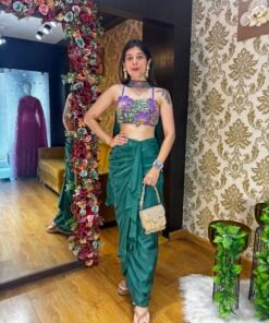 KIYA STYLISH SKIRT WITH BUSTER BLOUSE & DUPATTA-GREEN