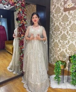 MOTHER OF PEARL HEAVY LEGHA CHOLI WITH JACKET