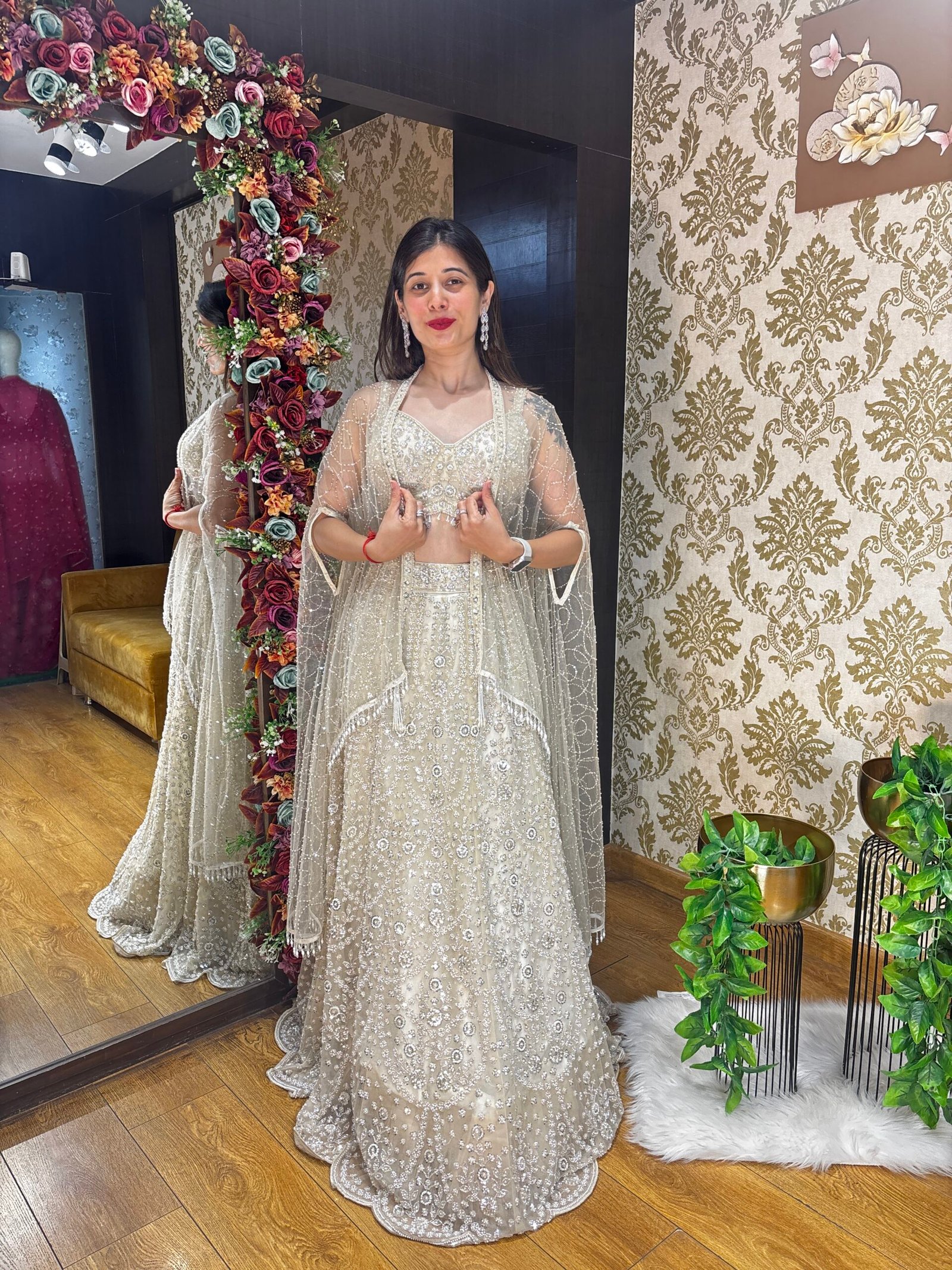 MOTHER OF PEARL HEAVY LEGHA CHOLI WITH JACKET