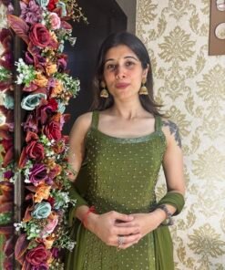 Alternative view of ISHARA GREEN HEAVY PLAZZO SUIT WITH DUPATTA