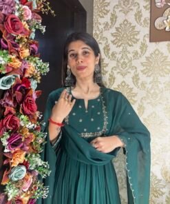 Alternative view of SAJDA EMERALD GREEN ANARKALI WITH PLAZZO & DUPATTA