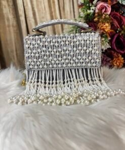 Alternative view of GRAY HEAVY PEARL BOX BAG