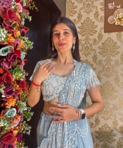 Alternative view of VIDA HEAVY DRAPE LENGHA SAREE-BABY BLUE
