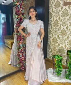 VIDA HEAVY DRAPE LENGHA SAREE-BABY PINK