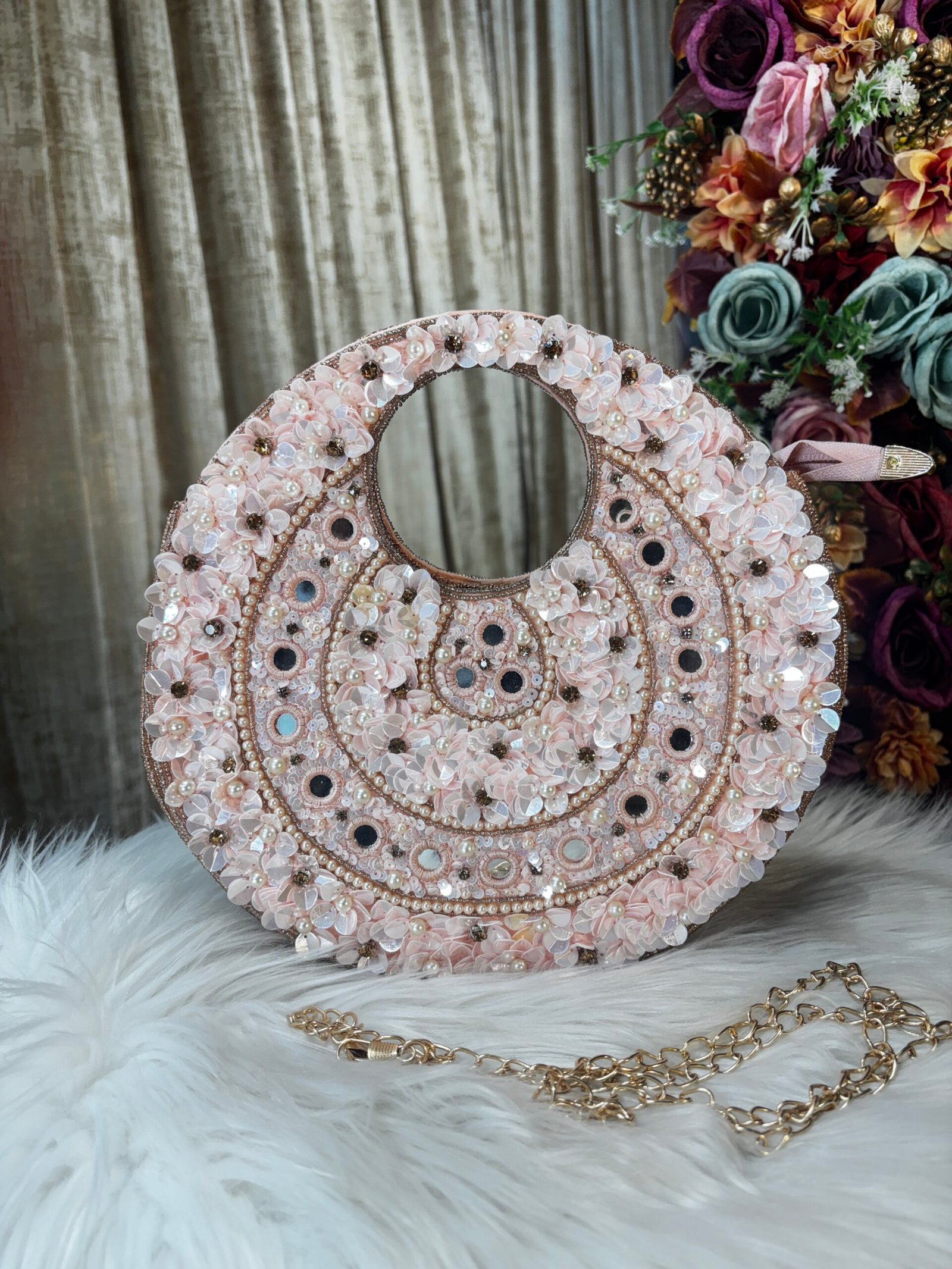 ROSE GOLD HEAVY MOON BAG WITH BELT