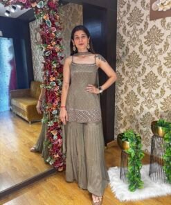 BROWN GOLD SHARARA SPAGETTI SET