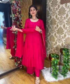 MIRAH HOT PINK HEAVY ANARKALI PLAZZO WITH DUPATTA