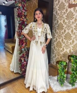 SIHANA STYLISH SKIRT WITH UNIQUE BLAZER-WHITE