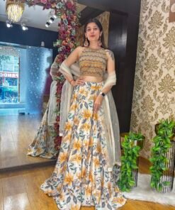 IHARA HALTER NECK STYLISH CROP LENGHA-YELLOW FLORA