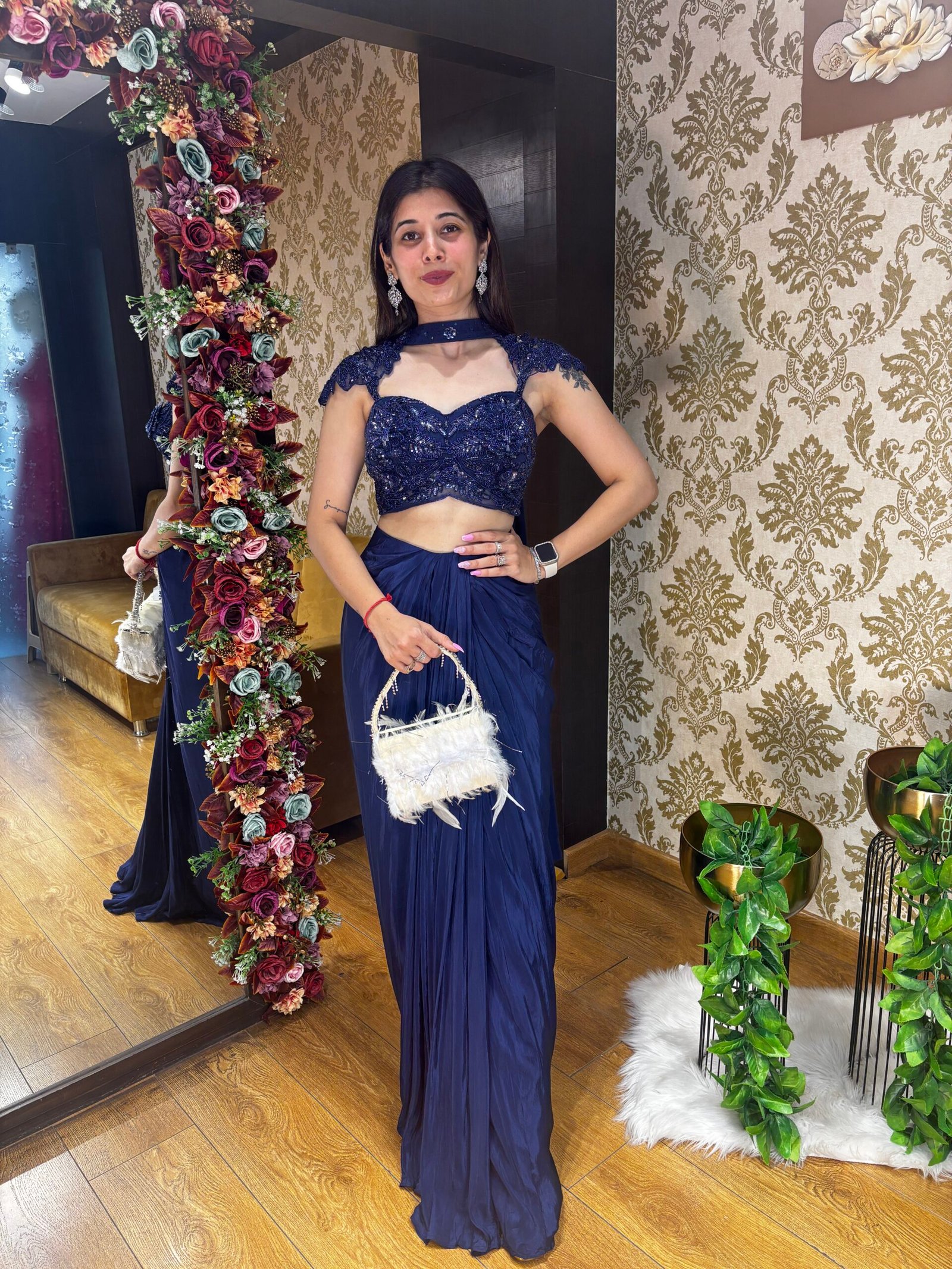 RAVA BOLD DEEP BLUE INDO WESTERN DESIGN