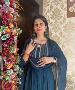 Alternative view of KIRA BLUE PLAZZO SUIT WITH DUPATTA-PEACOCK BLUE