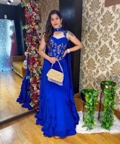 SHAFA FISH CUT CROP WITH CORSET BLOUSE-ELECTRIC BLUE
