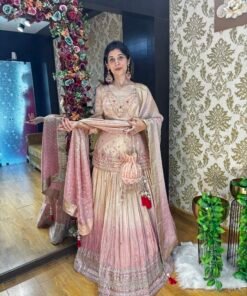 KIARA TRADITIONAL OMBRE PINK LENGHA CHOLI WITH LONG TOP