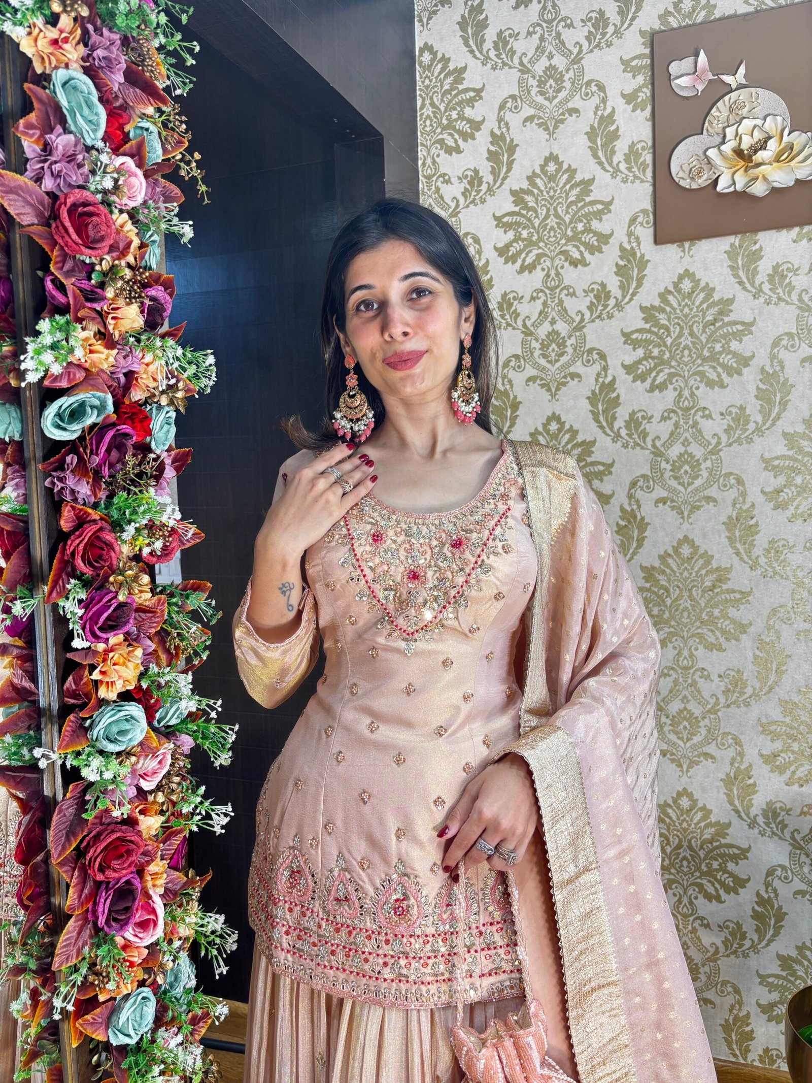 KIARA TRADITIONAL OMBRE PINK LENGHA CHOLI WITH LONG TOP - Image 2