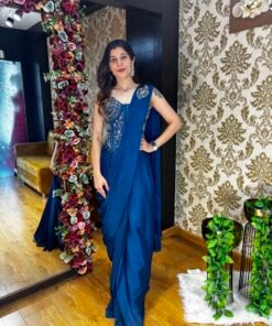 MAHI CORSET READY TO WEAR DRAPE-PEACOCK BLUE