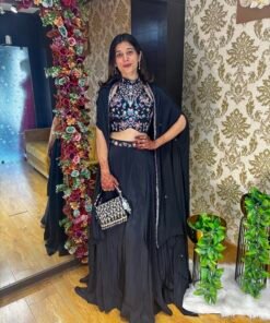 Alternative view of EIRA STYLISH BLACK HALTER BLOUSE WITH SKIRT & JACKET