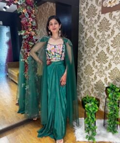 AIVA STYLISH GREEN INDO WESTERN WITH CAPE