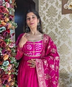 Alternative view of VIYA SILK BANDHANI HEAVY ANARKALI WITH HEAVY DUPATTA