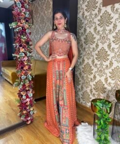 MEHAR HEAVY PLAZZO WITH BLOUSE & NECK DUPATTA-ORANGE