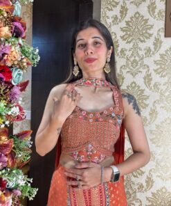 Alternative view of MEHAR HEAVY PLAZZO WITH BLOUSE & NECK DUPATTA-ORANGE