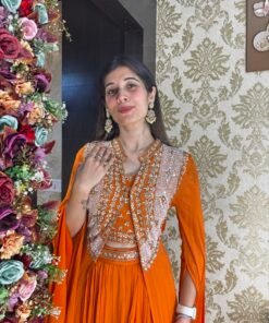 Alternative view of MISHTI STUNNING ORANGE SKIRT WITH HEAVY CAPE & BELT