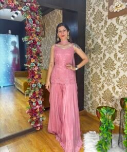 LEESHA BABY PINK STYLISH PLAZZO SET